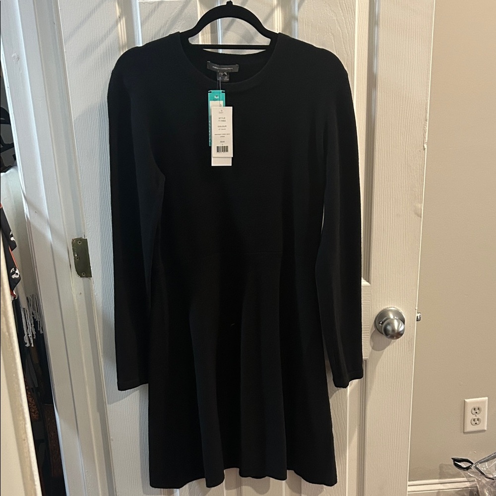 French Connection Black Long-Sleeve Fit-and-Flare Dress